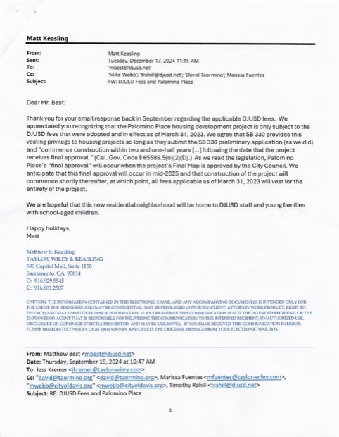 First page of the December 17, 2024 response and acknowledgment